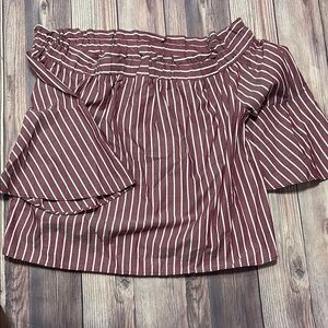 Haute Monde Red Ruffled Off-Shoulder Bell Sleeve Blouse